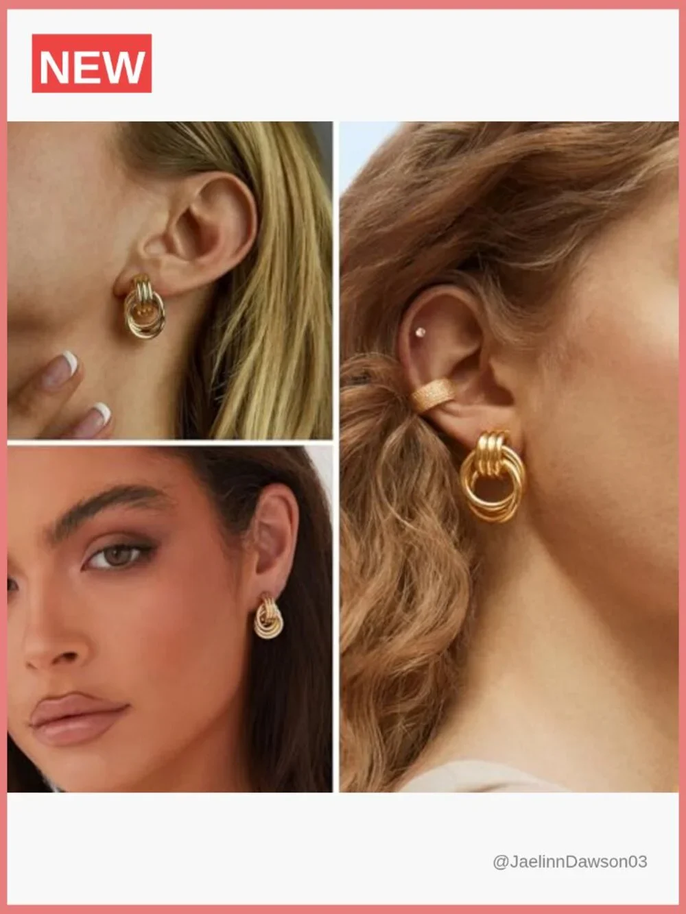 6 Pairs Chunky Gold Knot Earrings Set Trendy Drop Dangle Lightweight